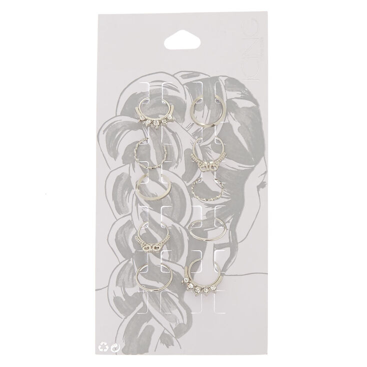 Silver Crystal Septum Hair Rings,