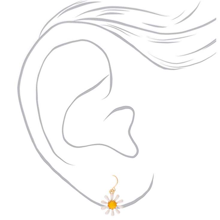 Gold 1&quot; Daisy Drop Earrings,
