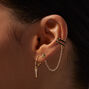 Gold-tone Black Crystal Connector Cuff Earring Stackables - 6 Pack,
