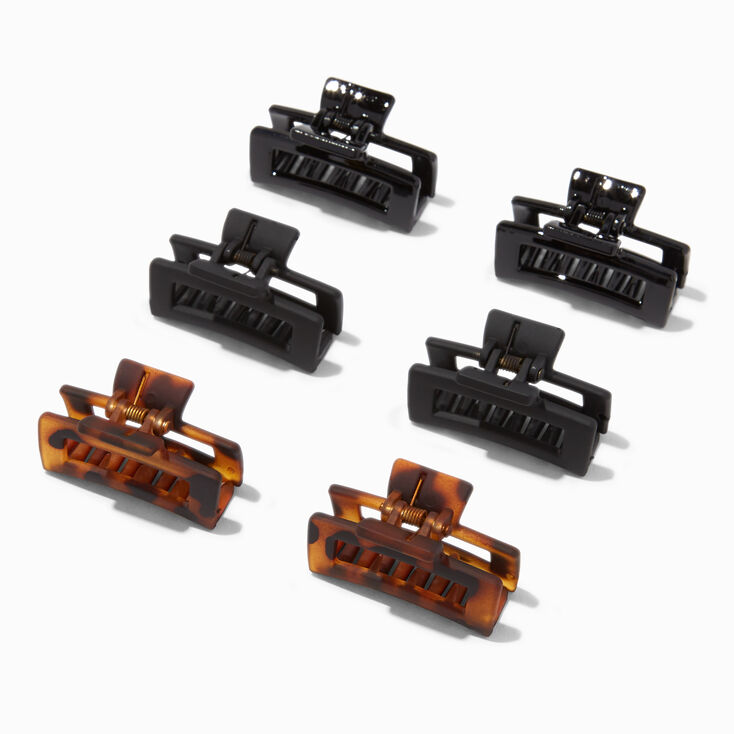 Black &amp; Tortoiseshell Rectangle Hair Claw - 6 Pack,