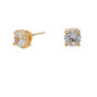 18kt Gold Plated Cubic Zirconia Round Stud Earrings - 6MM,