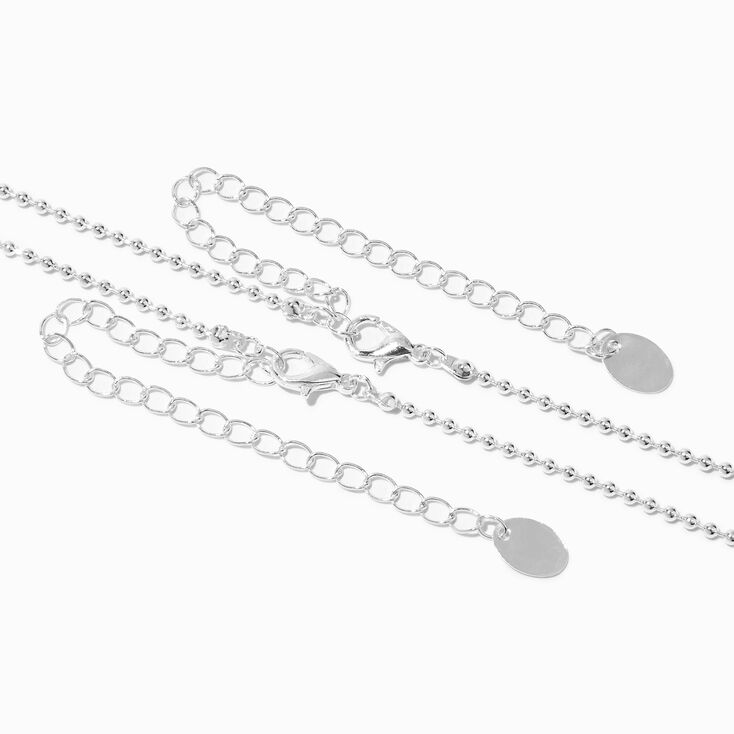 Silver &amp; Black Building Block Pendant Necklaces - 2 Pack,