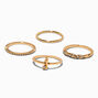 Gold-tone J Initial Ring Stack Set - 4 Pack,