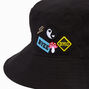 Embroidered Patches Black Bucket Hat,