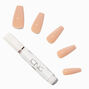 Glossy Nude Squareletto Faux Nail Set - 24 Pack,