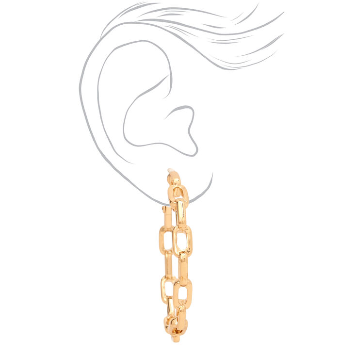 Gold 50MM Chain Link Hoop Earrings,