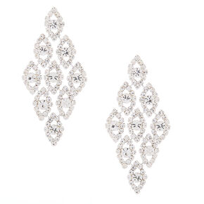 Silver 2.5&quot; Glass Rhinestone Chandelier Earrings,