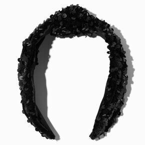 Black Sequin Knotted Headband,