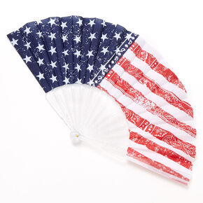 American Flag Paisley Bandana Folding Fan,