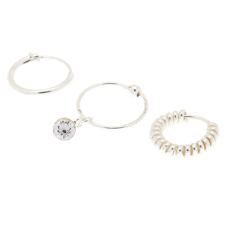 Silver Cartilage Hoop Earrings - 3 Pack,