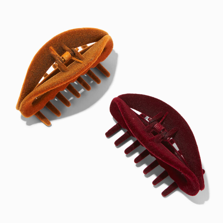 Flocked Burgundy &amp; Brown Hair Claws - 2 Pack,