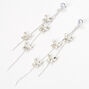 Cubic Zirconia Butterflies 3&quot; Silver Linear Drop Earrings,