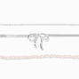 Silver Bow Pink Beaded Chain Bracelets - 3 Pack,