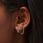 Sterling Silver Plated Pink Hoop Connector Chain Teardrop Stud Earring Set - 5 Pack,