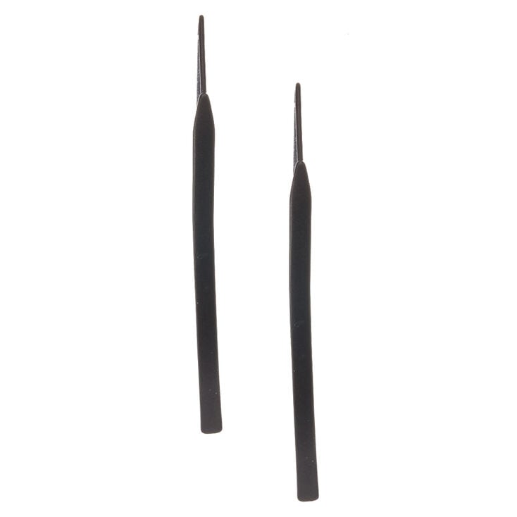 Black Tone Curved Bar Drop Earrings,
