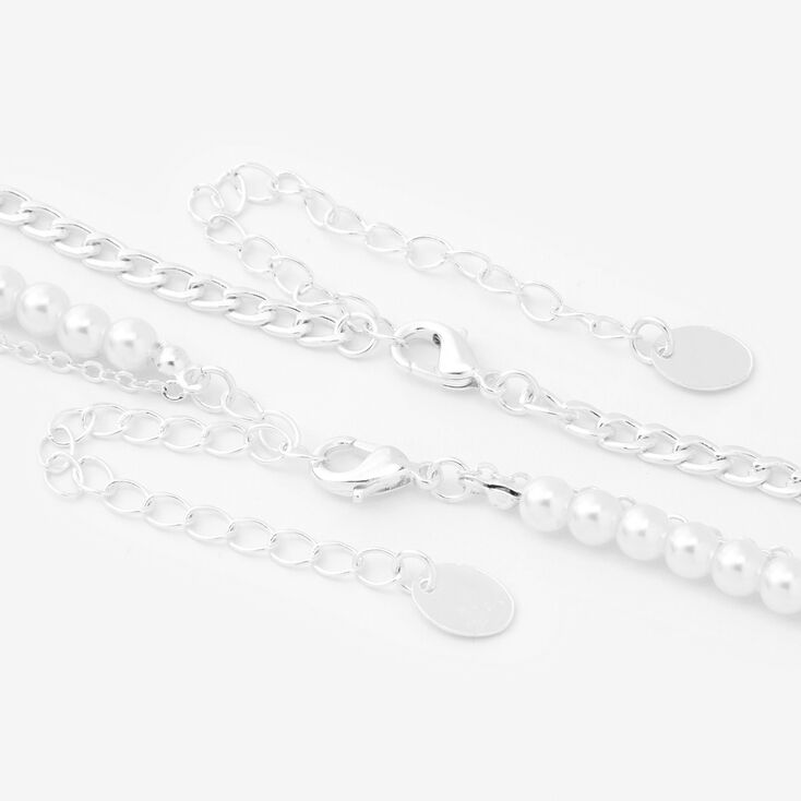 Silver Seashell Multi Strand Choker Necklaces - 2 Pack,