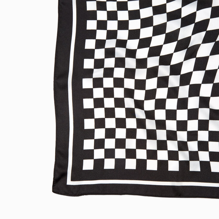 Black &amp; White Checkerboard Square Scarf,