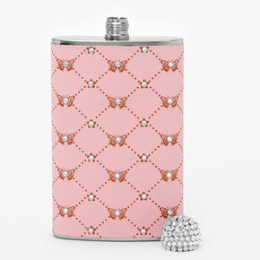 Pink Butterfly Embellished Sparkle Flask,
