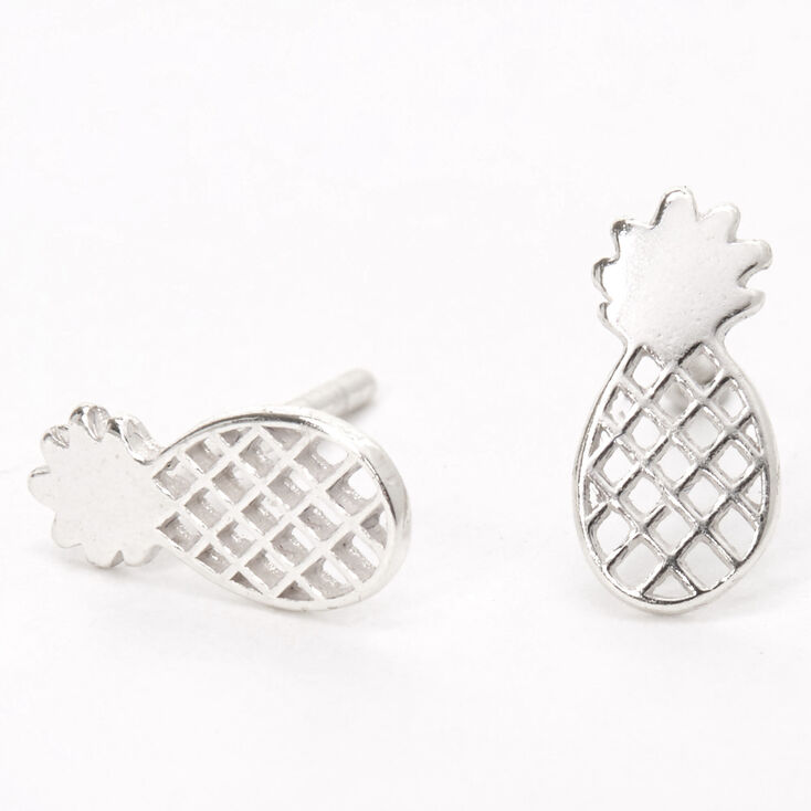 Sterling Silver Pineapple Stud Earrings,