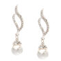 Faux Crystal Swirl with White Glass Pearl Drop Earrings,