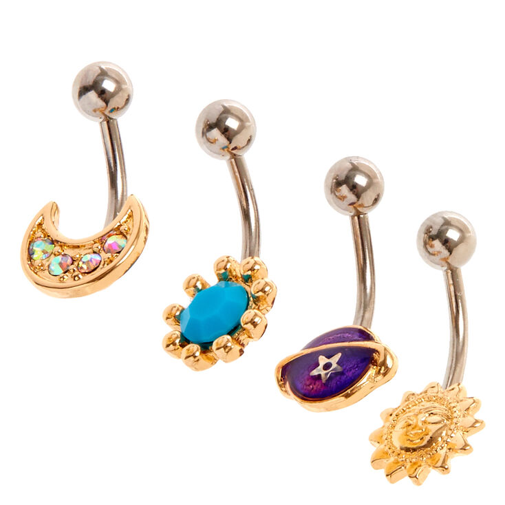 Gold Toned Celestial Belly Bars,