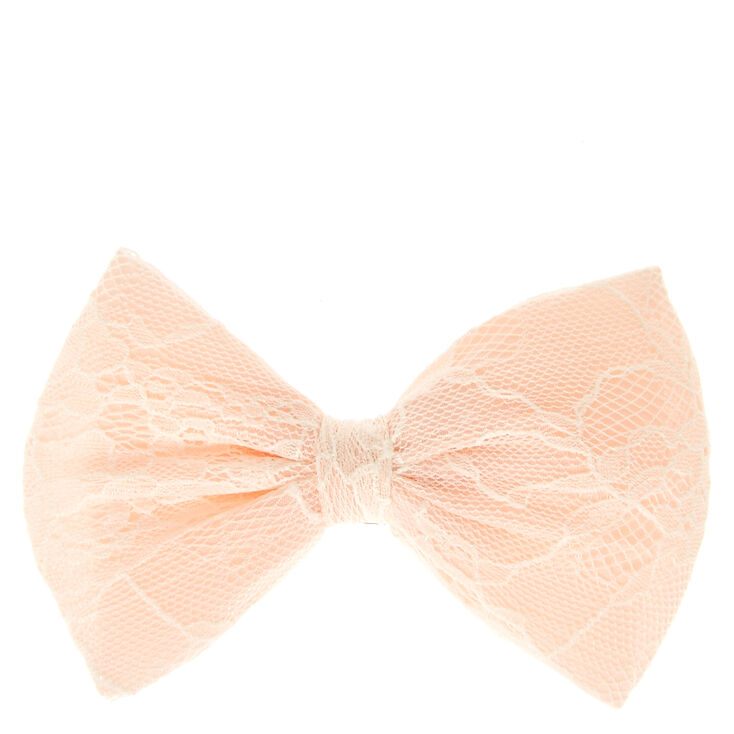 Floral Lace Light Pink Bow Hair Clip,