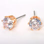 Rose Gold Cubic Zirconia 7MM Round Stud Earrings,