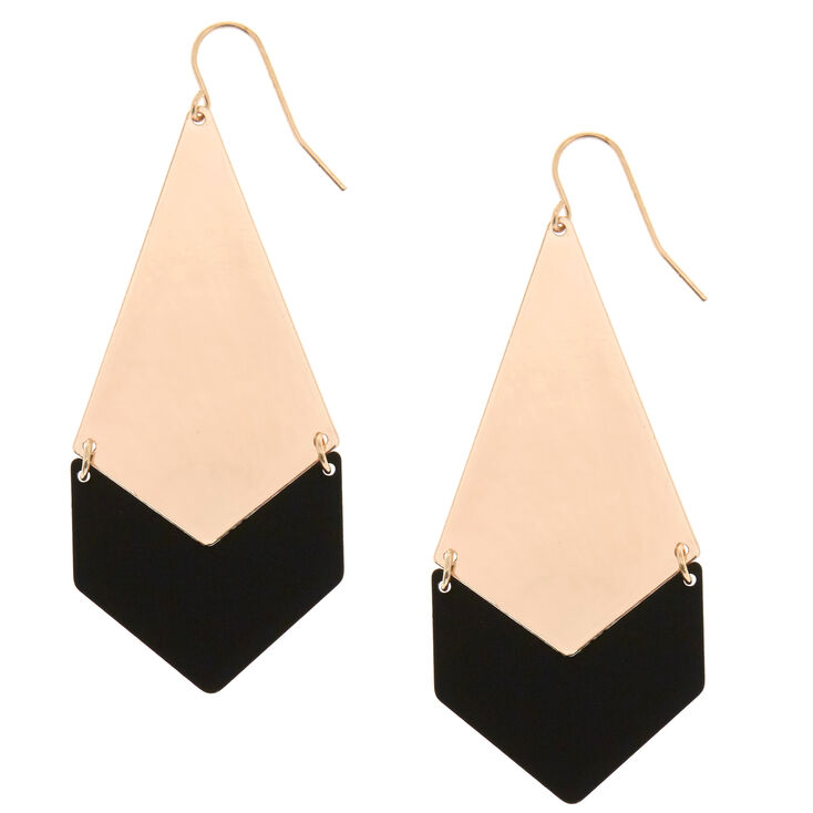 Rose Gold-Tone & Black Drop Earrings,