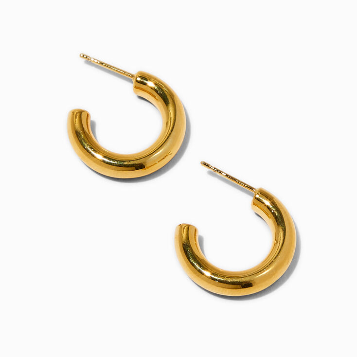 Icing Select 18k Yellow Gold Plated 12MM Post Back Hoop Earrings,