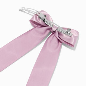 Lavender Satin Long Tail Hair Bow Clip,