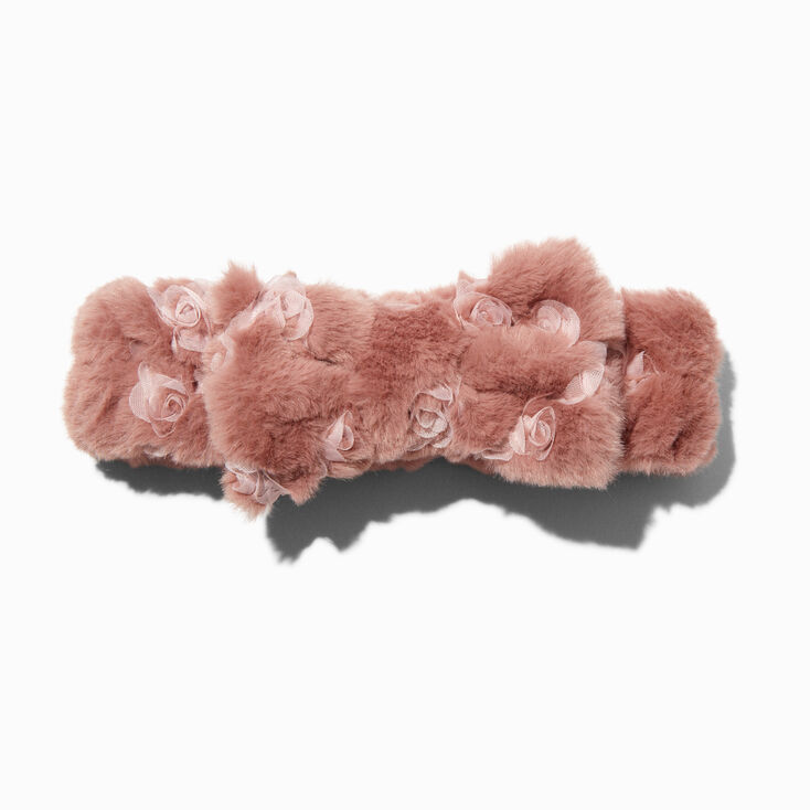 Dusty Rose Furry Makeup Bow Headwrap,