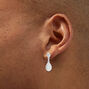 Silver-tone Tiny Glitter Teardrop 1&quot; Drop Earrings,