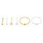 Sterling Silver Mixed Finish Nose Studs &amp; Hoops - 6 Pack,
