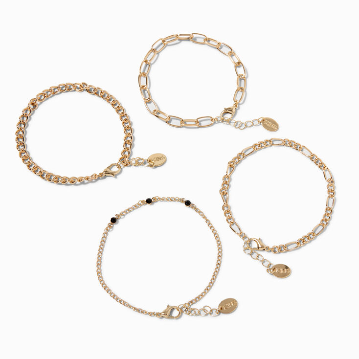 Gold Geometric Chain Bracelets - 4 Pack,