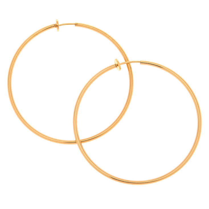 Gold 60MM Clip On Hoop Earrings,