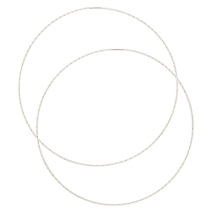 100MM Laser Cut Silver Hoop Earrings,