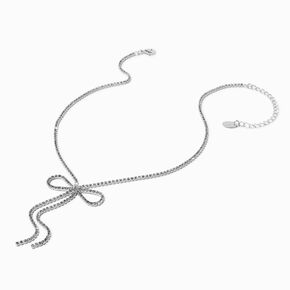 Silver-tone Rhinestone Bow Y-Neck Necklace,