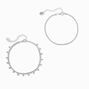 Silver Crystal Drip Cup Chain Anklets - 2 Pack,