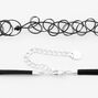 Black Double Cord Choker Necklace Set - 2 Pack,