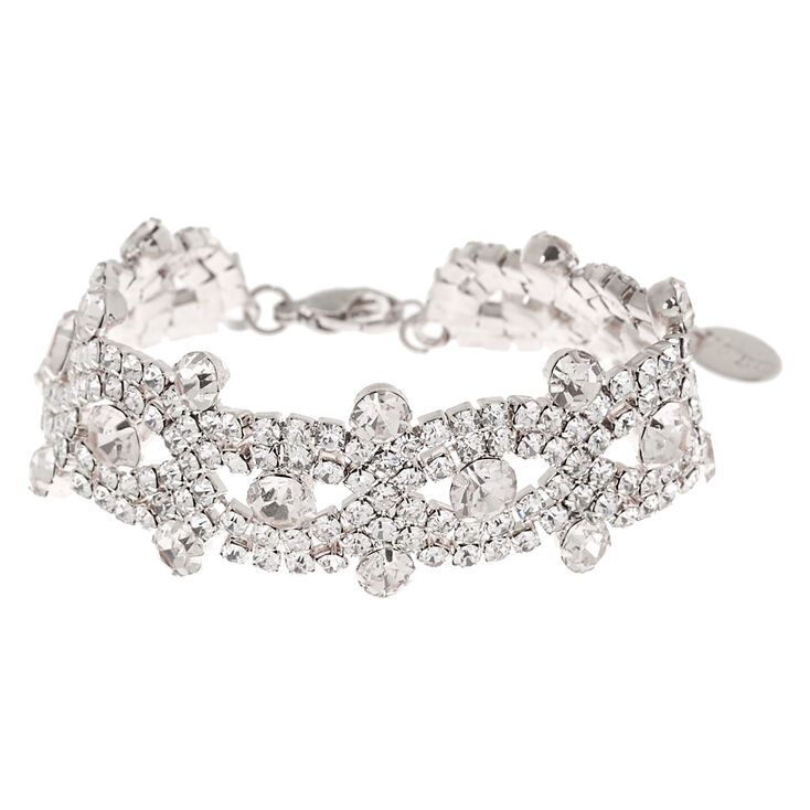Silver Rhinestone Infinity Chain Bracelet,