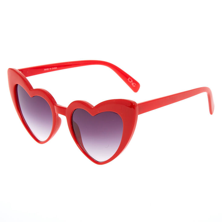 Heart-Shaped Sunglasses - Red,