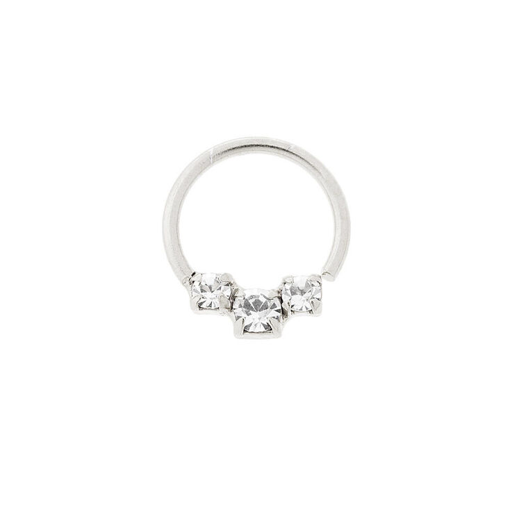 20G Sterling Silver & Graduated Crystal Cartilage Hoop Earring,