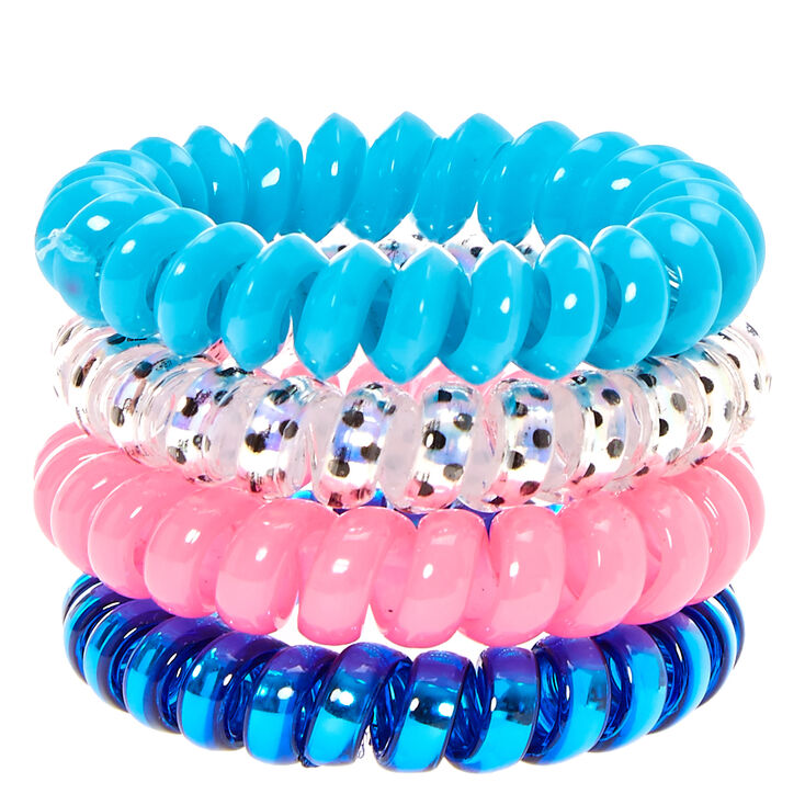 Hot Pink & Blue Coiled Hair Ties,