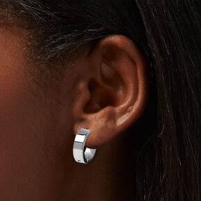 Silver-tone Stainless Steel 12MM Huggie Hoop Earrings,