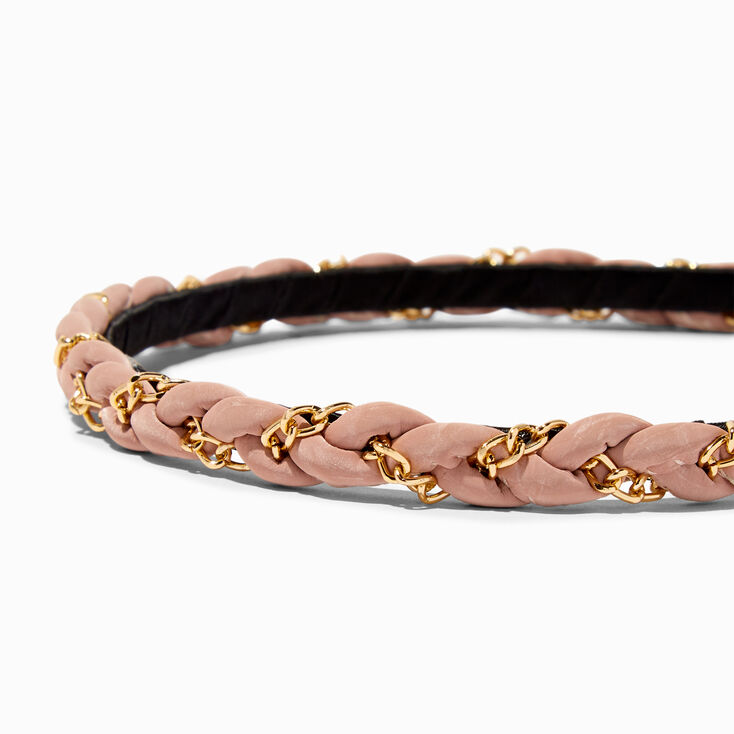 Blush Pink &amp; Gold Chain Woven Headband,