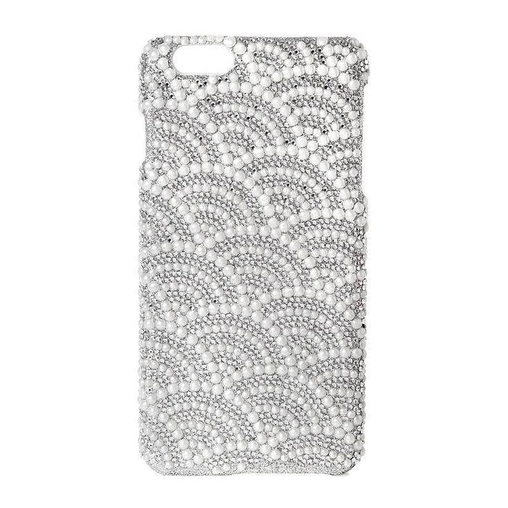 Scalloped Rhinestone & Pearl Phone Case - Fits iPhone 6/7/8,