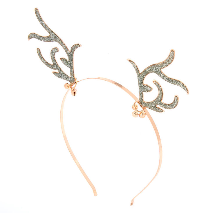Rose Gold Glitter Antlers Headband,