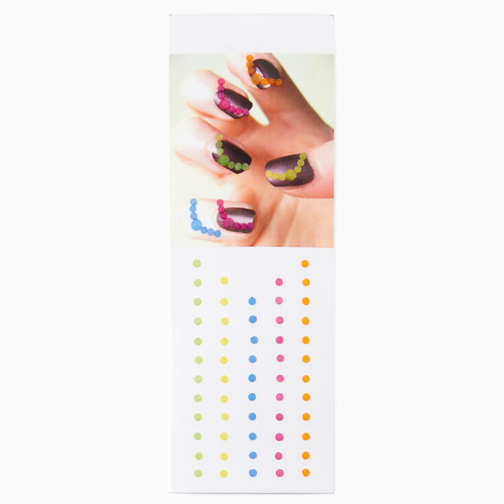 Neon Rainbow Circle Nail Gem Pack,