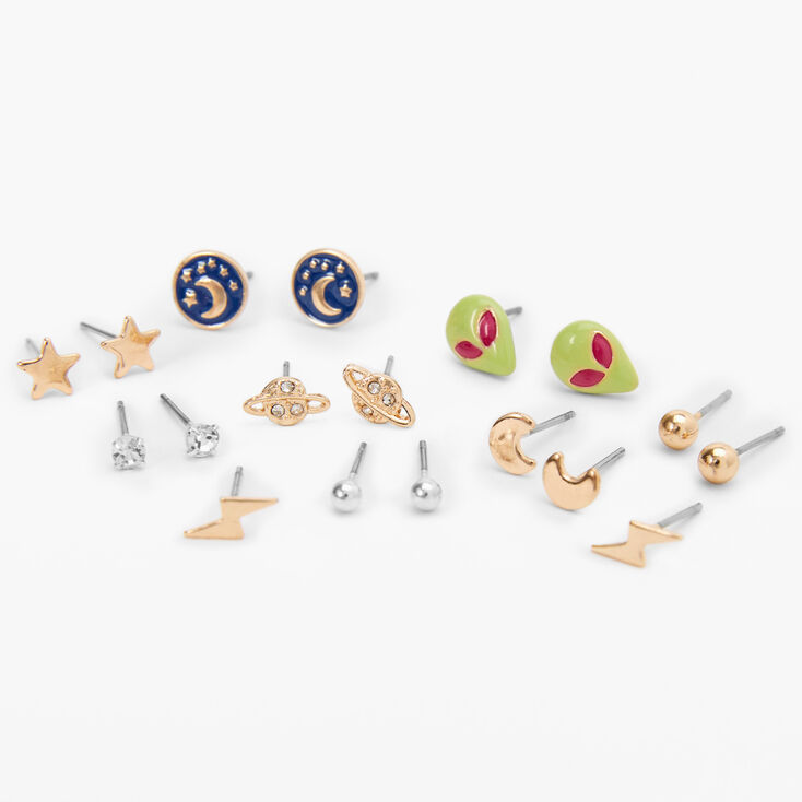 Outer Space Mixed Stud Earrings - 9 Pack,