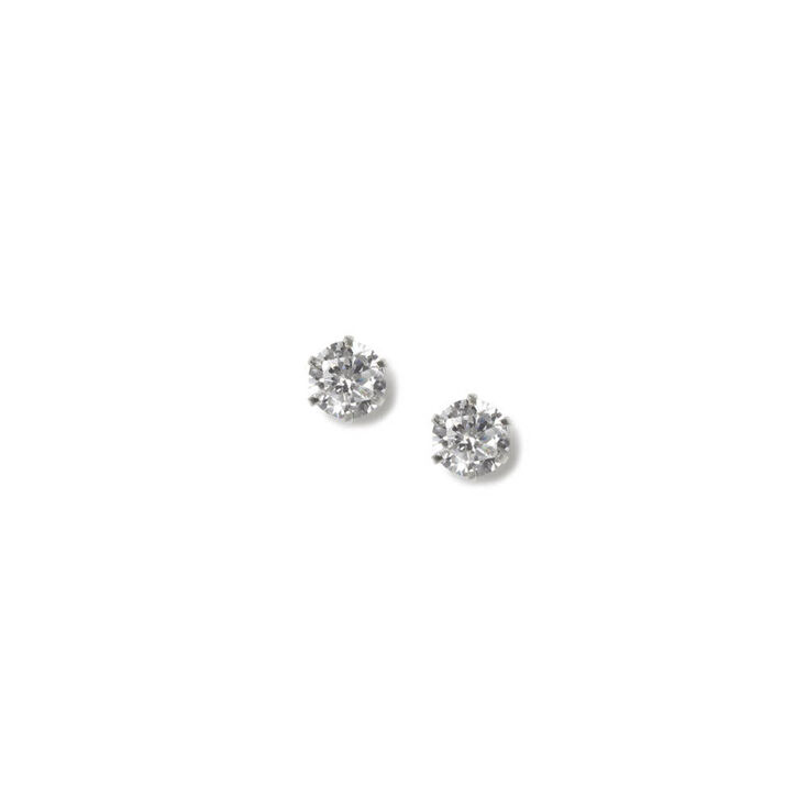 Sterling Silver Cubic Zirconia 4MM Stud Earrings,